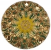 Back painted Green, Gold & Yellow Glass Button 1 1/8"