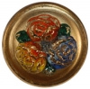 Gold Painted Glass Button with Bouquet
