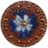 Blue Glass Starburst Button w/ Gold Faceted Edges