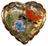 7/8" Gold Glass Heart w/ Flowers and Butterfly (23mm)