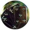 Iridescent Glass Button w/ Playing Cards
