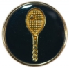 Black Enamel Button with Gold Tennis Racquet & Rim