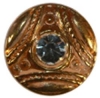 7/16" Gold Glass Button w/ Rhinestone Center (12mm)