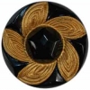 Black Glass Button w/ Gold Pinwheel 1 1/8"
