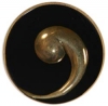 Black Glass Button w/ Inset Gold Comma 11/16"