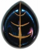 1 1/8" Puffed Black/Blue Glass Leaf Button w/ Gold (28mm)