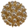Beaded Pearl & Gold Button 1 5/8"