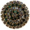 7/8" Gold Setting Button w/ Clear and Emerald Green Stones (23mm)