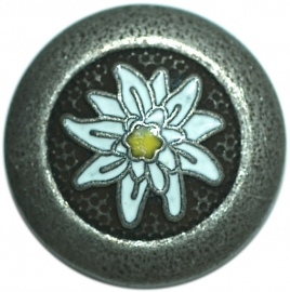 Pewter Button w/ White Flower Center 7/8