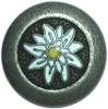 Pewter Button w/ White Flower Center 7/8" (23mm)