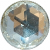 Clear Faceted Glass Button w/ Silver Setting 13/16"