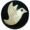 Black Horn Button w/ Inlaid Wood Bird 15/16" (24mm)